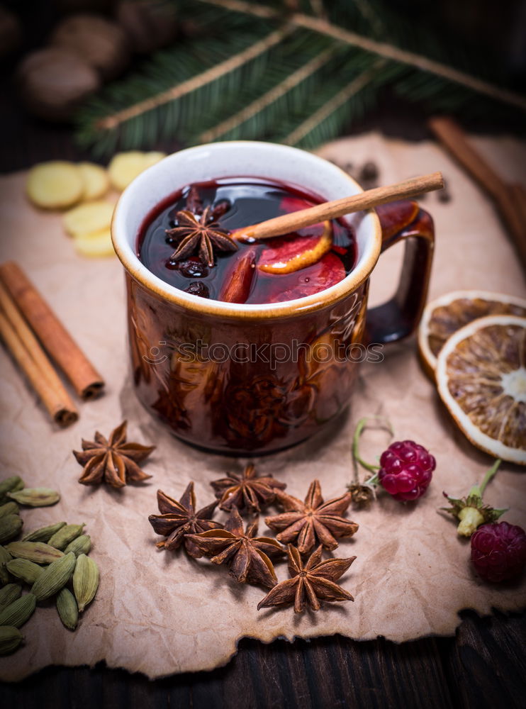 Similar – Black tea in a white cup and saucer and jasmine flowers