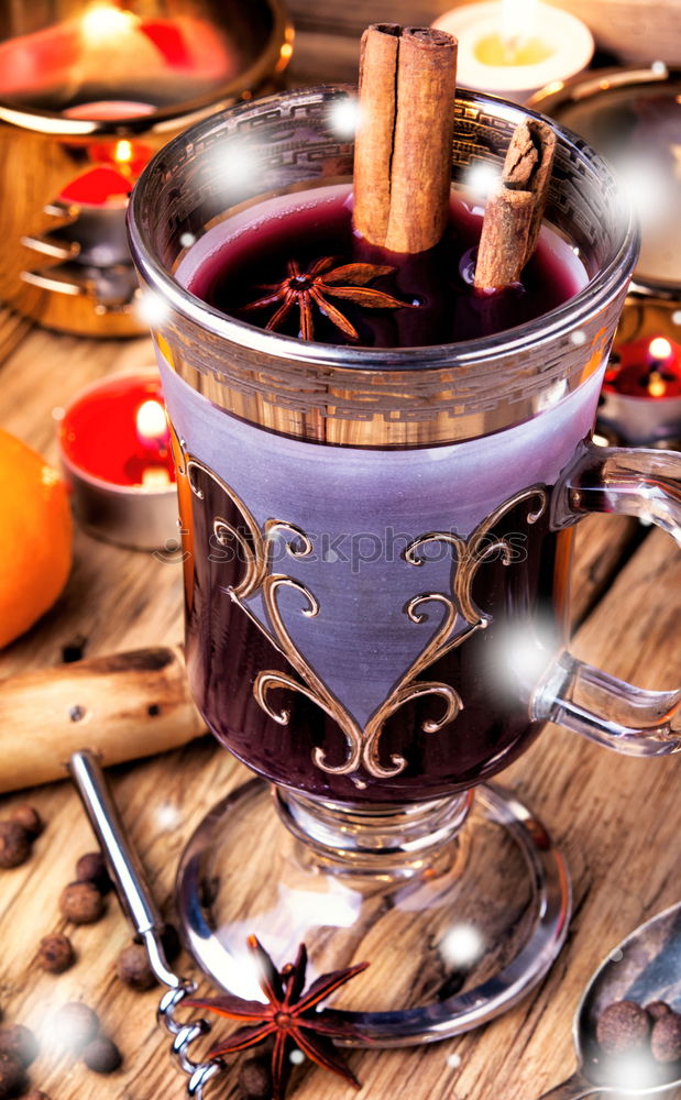 mulled wine in stylish glass