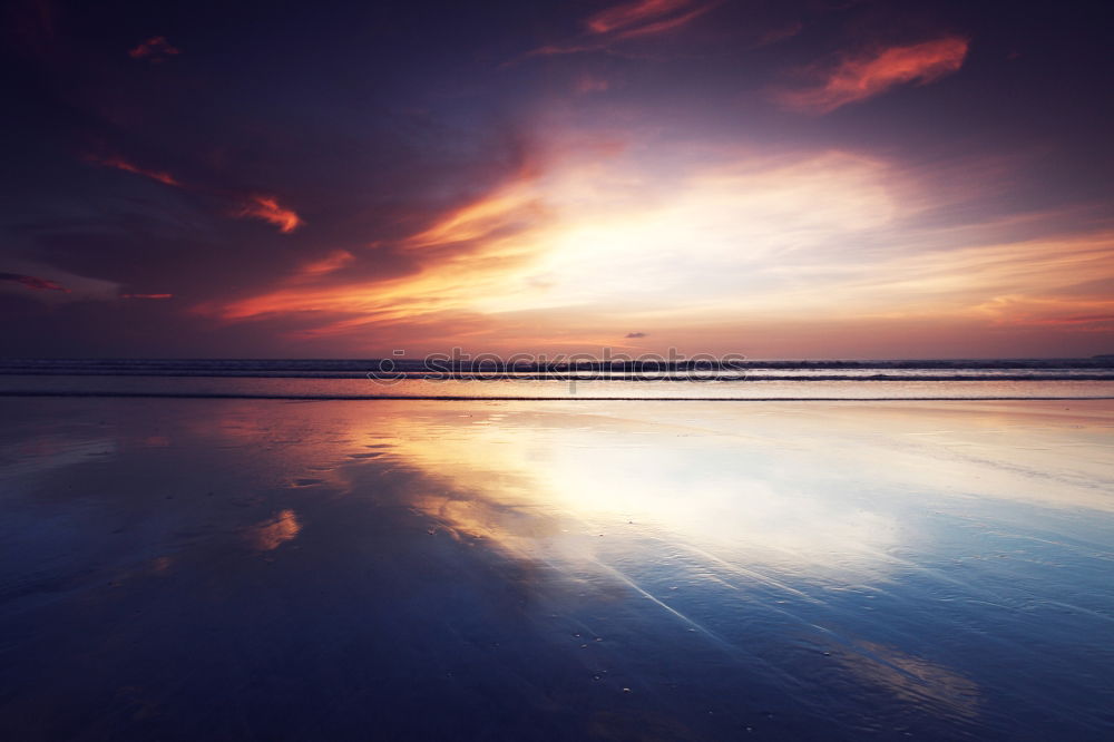 Similar – Image, Stock Photo purple sunrise over North sea beach and lighthouse, Texel