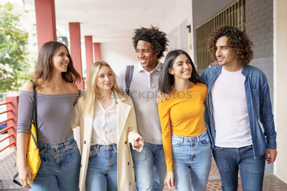 Similar – Image, Stock Photo Multi-ethnic group of young people having fun together outdoors