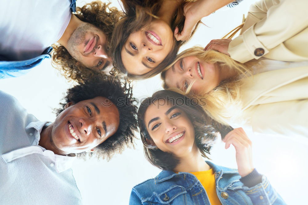 Similar – Image, Stock Photo Group of young people together outdoors in urban background.
