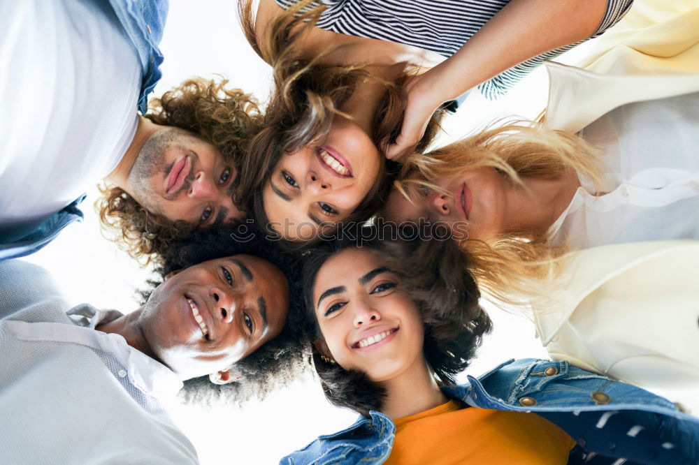 Similar – Image, Stock Photo Group of young people together outdoors in urban background.