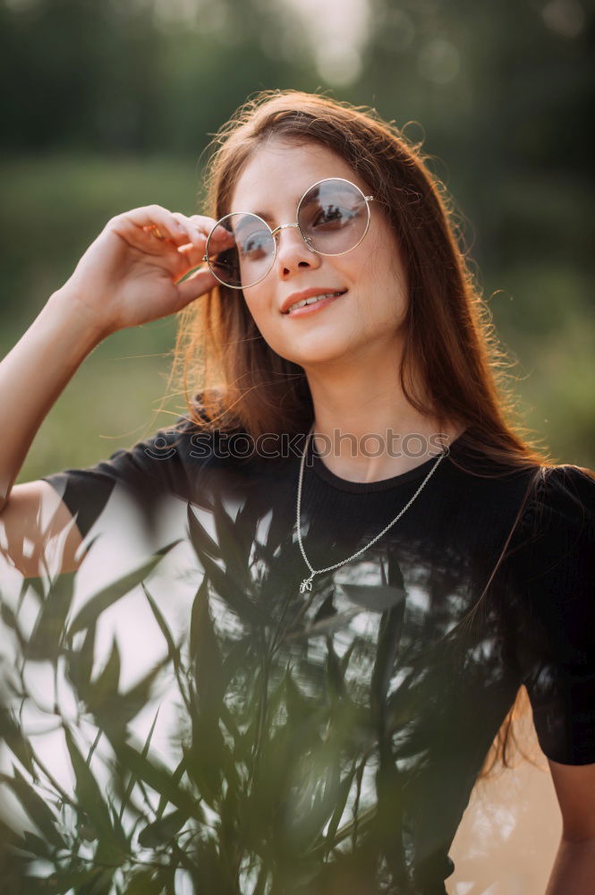 Similar – Image, Stock Photo Smiling woman with long grey dyed hair