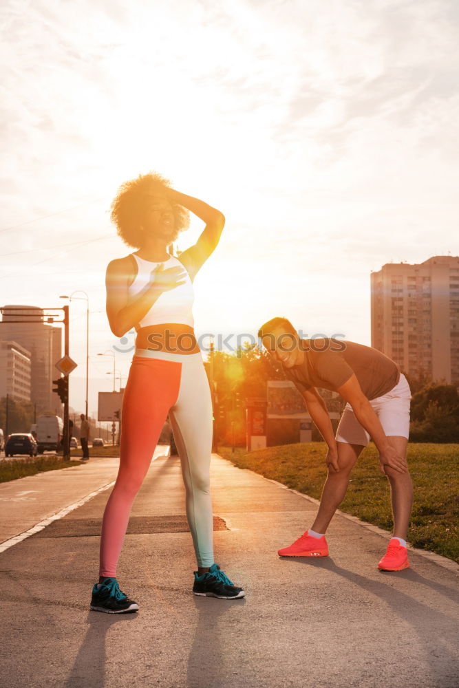 Similar – Image, Stock Photo Woman warming up before outdoor workout