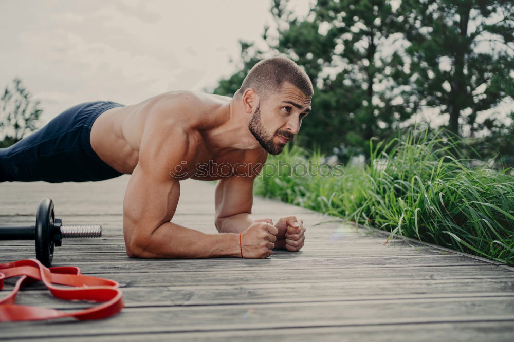 Similar – Image, Stock Photo Man training fitness push ups