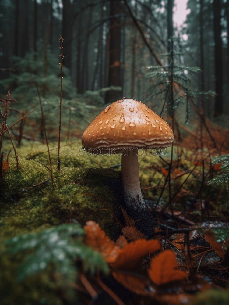 Similar – Image, Stock Photo Upside-down world /Pale mushrooms found in the forest on brown leaves, end of December.