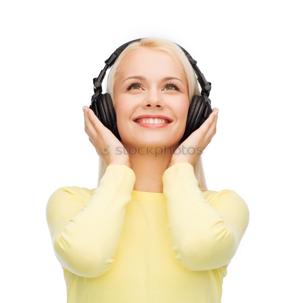 Similar – Cheerful woman in yellow jacket