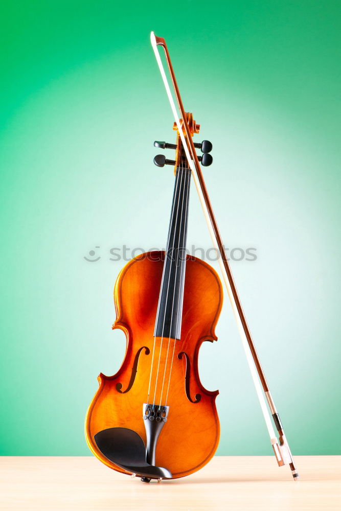 Image, Stock Photo Violin on green background