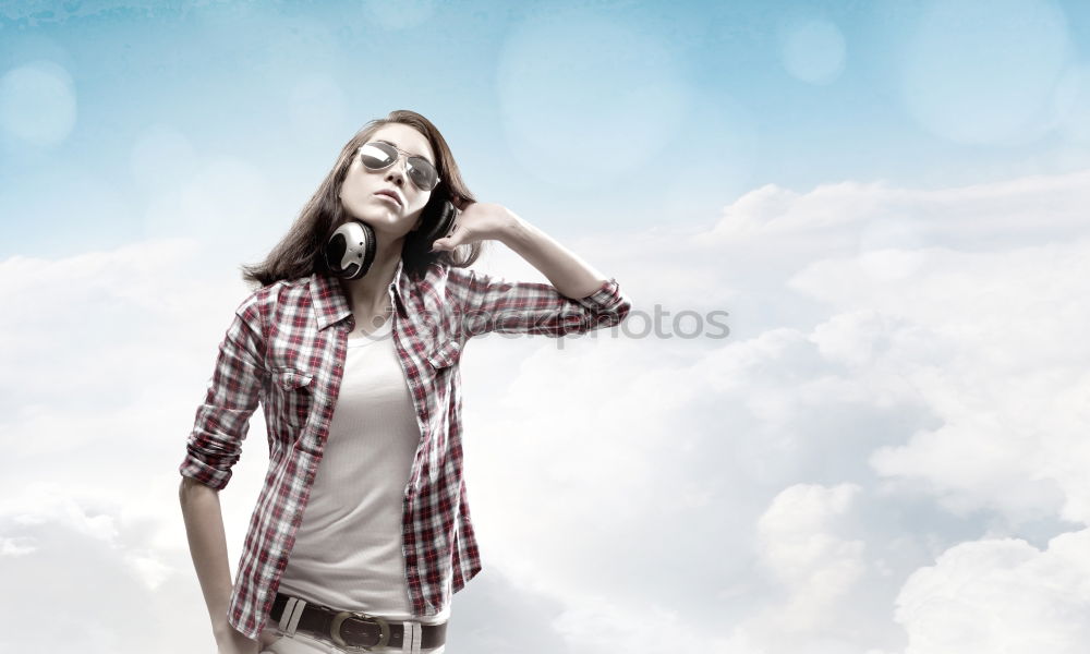 Similar – Image, Stock Photo Young woman breathing in a railway road