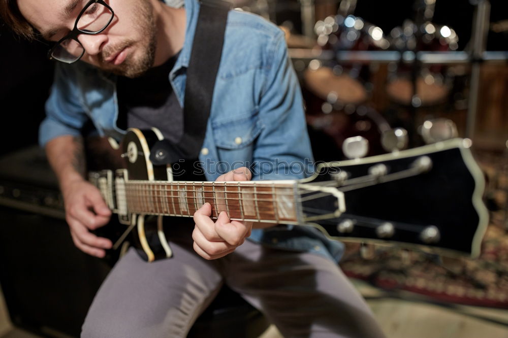 Similar – Image, Stock Photo outdoor photo session with a bass player and his instruments