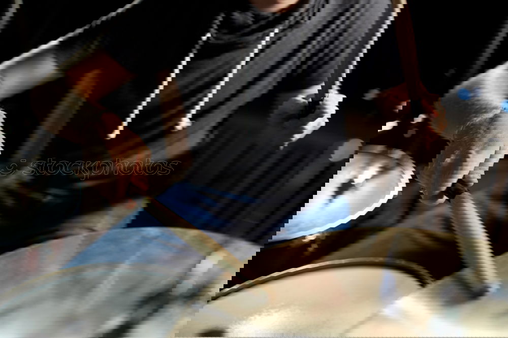 Similar – Image, Stock Photo Man with headphones playing on drums
