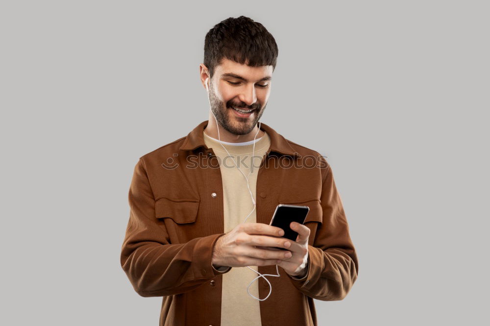 Similar – Image, Stock Photo Portrait of a man with mustache using his smartphone.