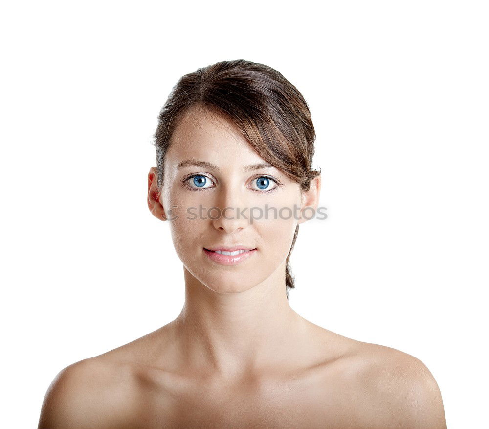 Image, Stock Photo side portrait of a young red-haired woman