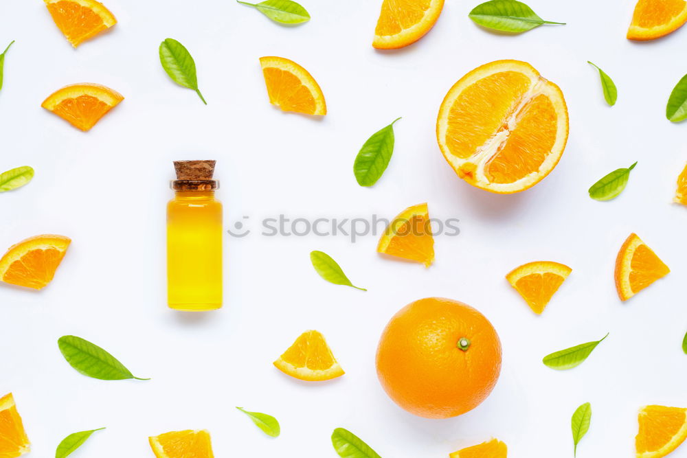 Similar – Image, Stock Photo Flacshe with yellow summer drink , fruit and fruit