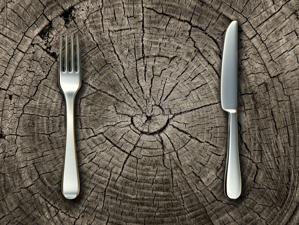 Similar – Half empty white plates, vintage knife and fork