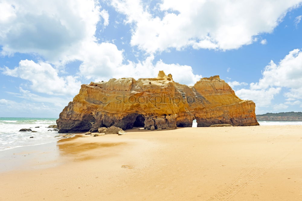 Similar – Summer Ocean Beach And Mountains Landscape In Portugal