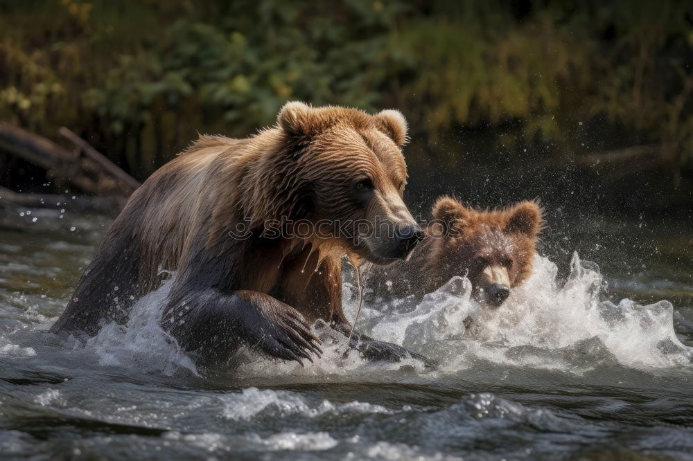 Similar – Image, Stock Photo Two bears having a serious conversation in a river