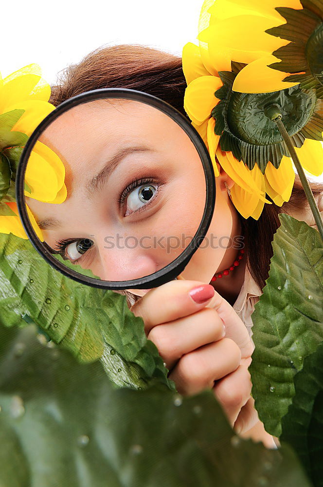 Similar – Image, Stock Photo portrait of woman with magnifying glass and many eyes