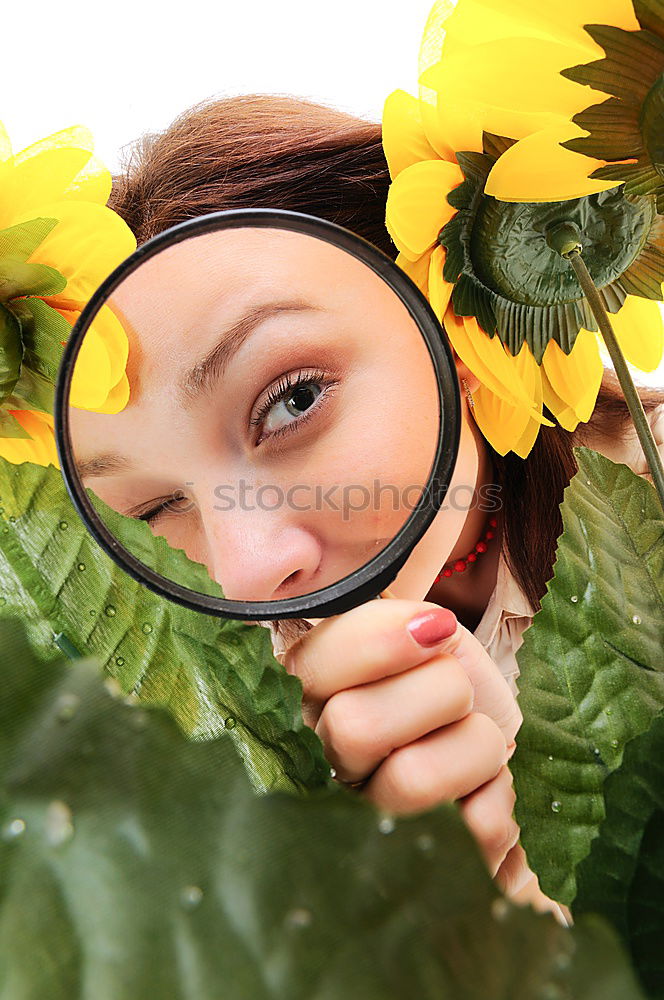 Similar – Image, Stock Photo portrait of woman with magnifying glass and many eyes