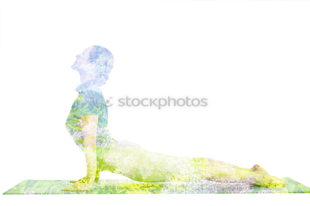 Similar – Image, Stock Photo Young caucasian woman meditating on yoga mat outdoor