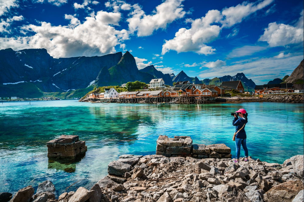 Similar – Image, Stock Photo Mountain landscape with a lot of kite surfers and windsurfers moving in a lake. They use the wind to move their boards on the water. Mountains are as background in a sunny day.