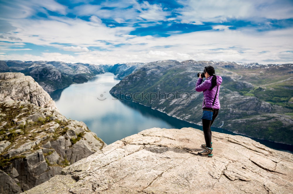 Similar – Image, Stock Photo Sunrise at Trolltunga