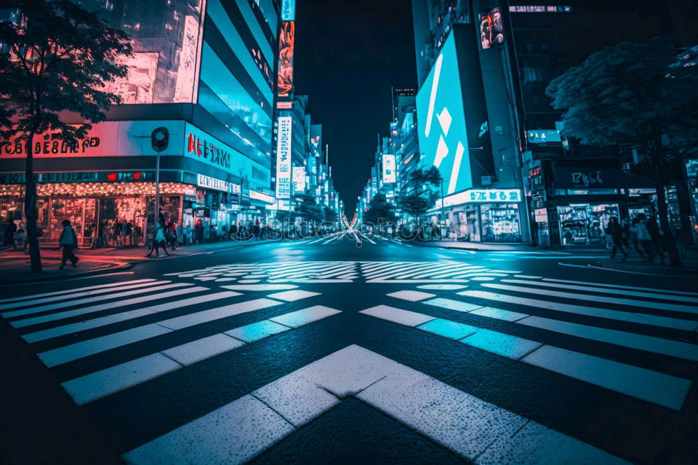 Similar – Walkway in town in the evening