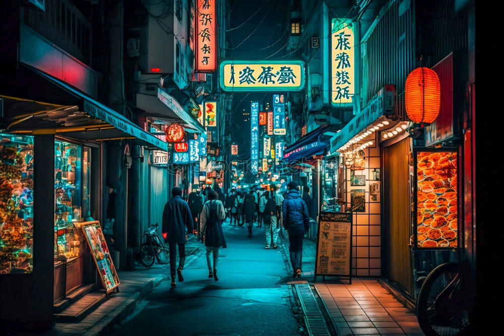 Image, Stock Photo Young woman standing under Chinatown neighbourhood arch in Sydney city, Australia.