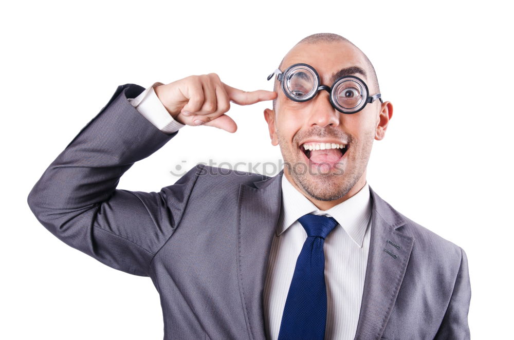 Image, Stock Photo surprised child looking through magnifying glass on brick background