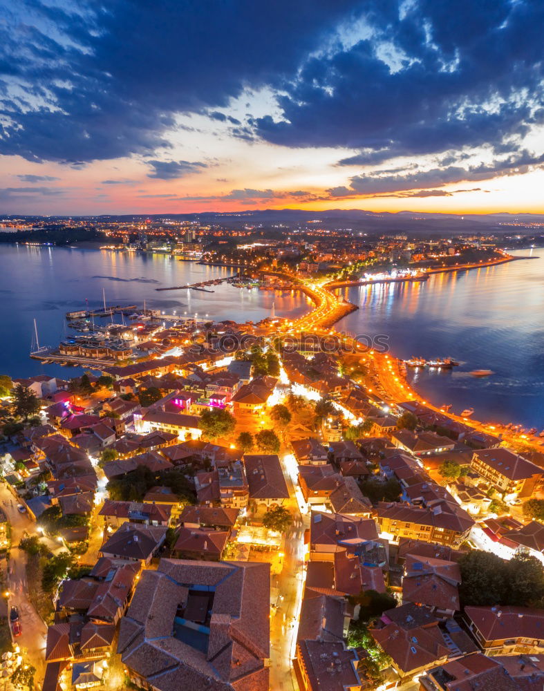 Similar – Panoramic view of Naples city by night, Italy