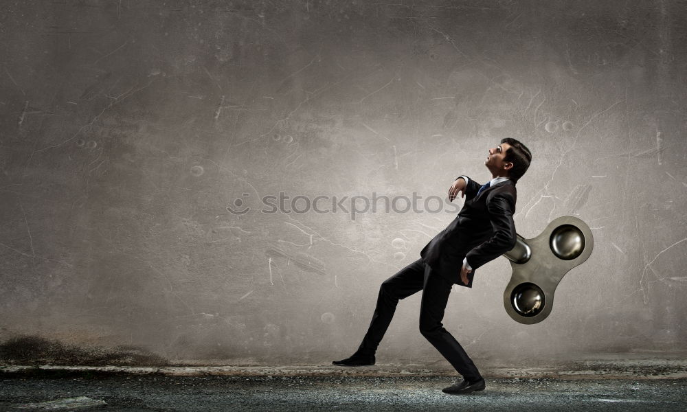 Image, Stock Photo Woman balancing on ladder