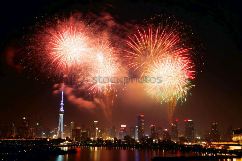 New Year’s Eve fireworks with TV tower (historical) III