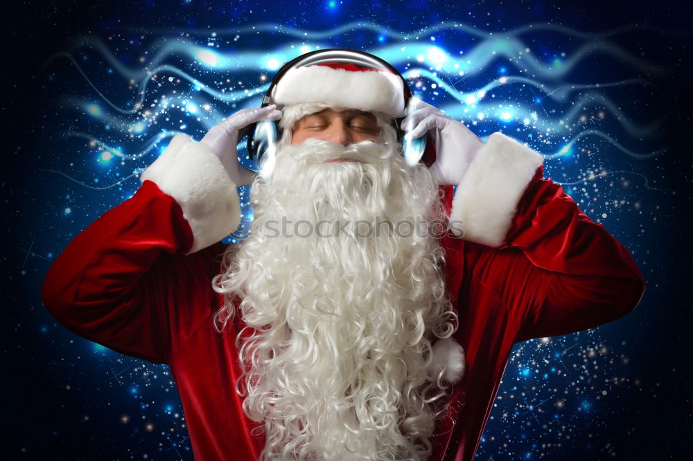 Similar – Image, Stock Photo boy with a megaphone at christmas on black background