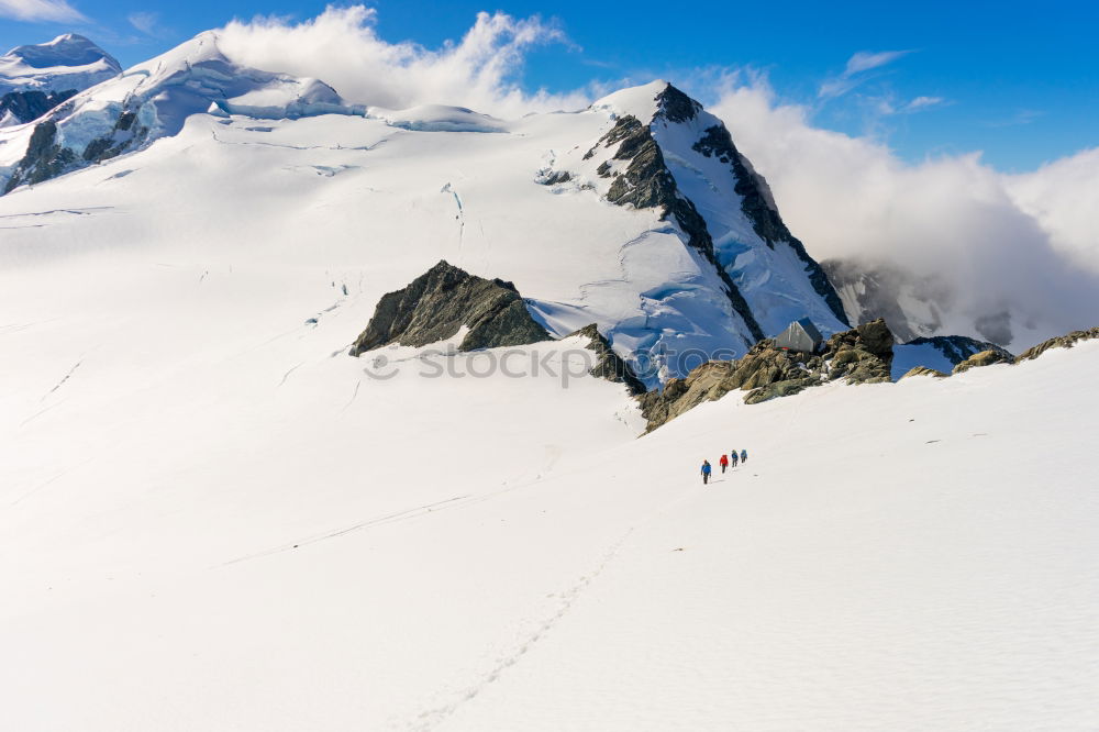 Image, Stock Photo Mountaneers walking on the Monte Rosa glacier, Switzerland