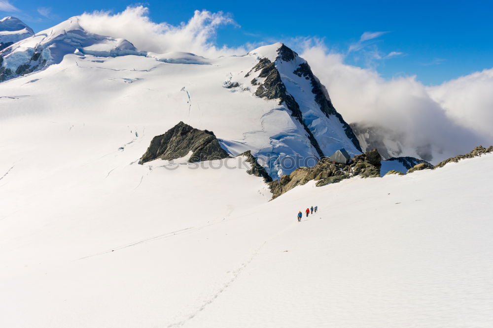 Similar – Image, Stock Photo Mountaneers walking on the Monte Rosa glacier, Switzerland