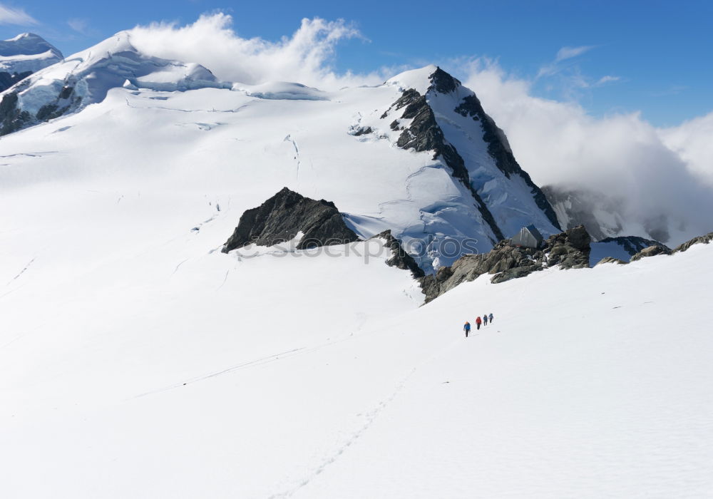 Similar – Image, Stock Photo Mountaneers walking on the Monte Rosa glacier, Switzerland