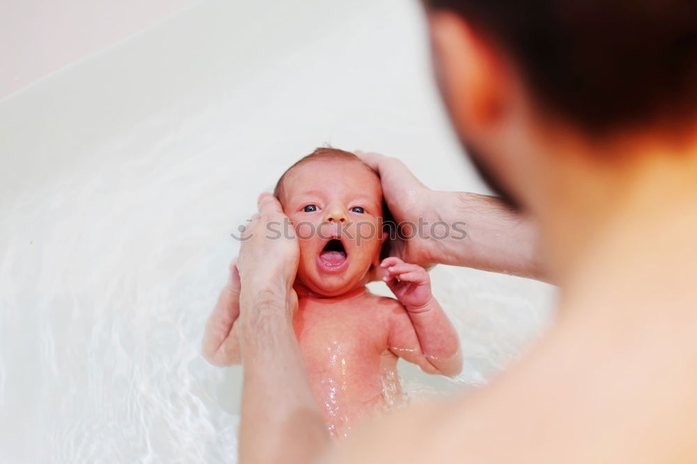 Image, Stock Photo Newborn taking bath