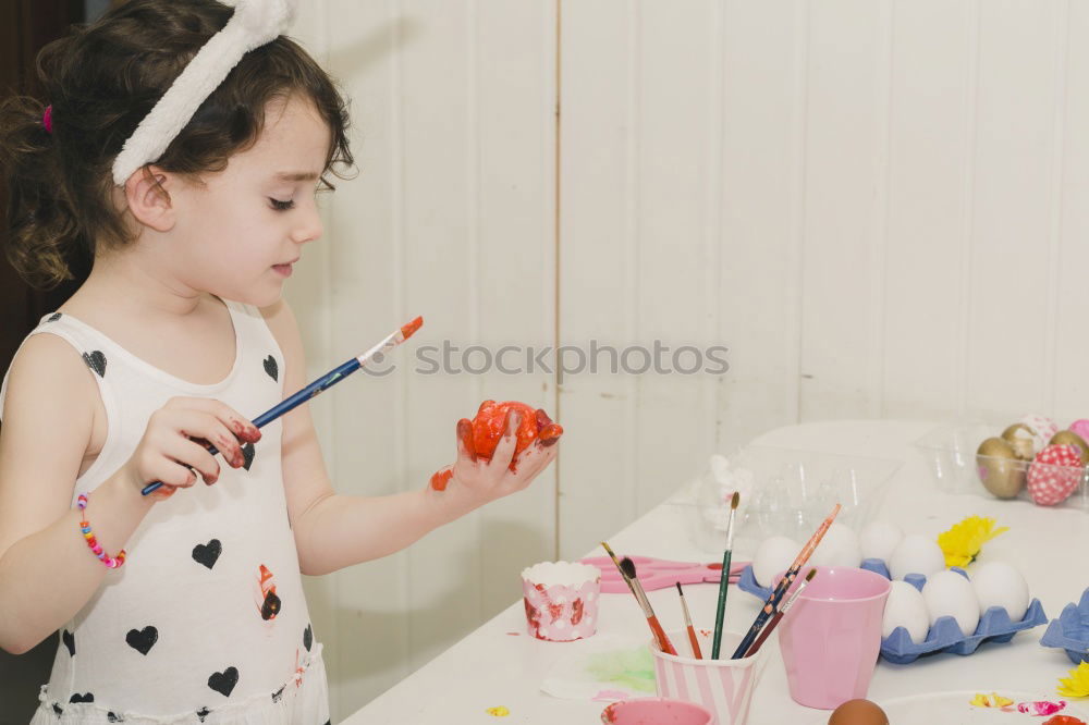 Similar – Image, Stock Photo kid girl playing with dolls at home