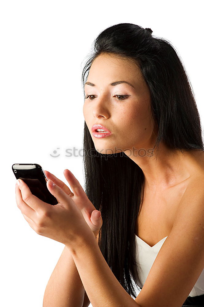 Similar – Image, Stock Photo Young woman fooling around with her smartphone