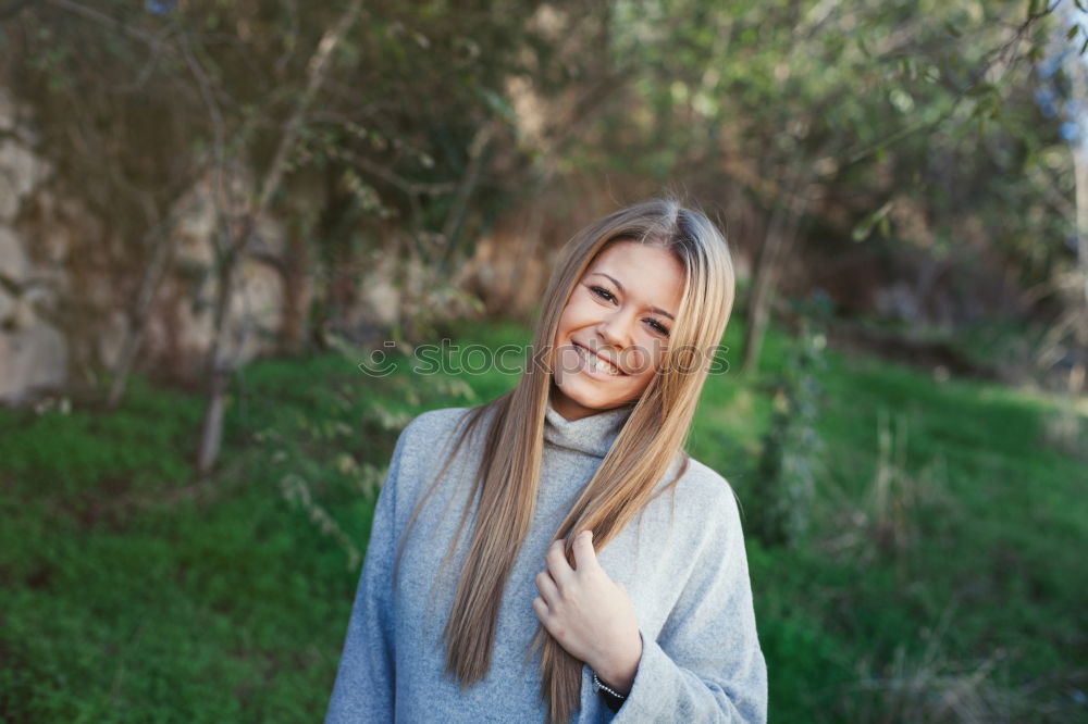 Similar – Image, Stock Photo Young Woman is laughing at the beach