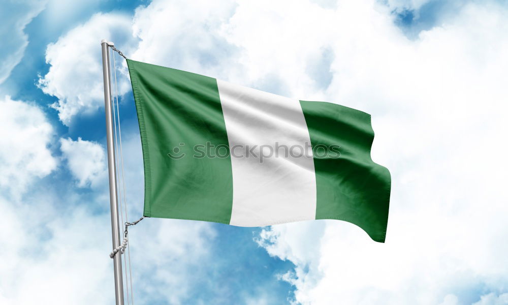 Similar – Nigerian flag in front of blue sky in the wind