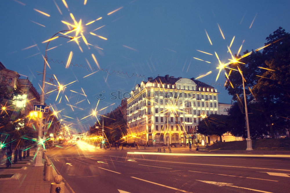 Similar – Street in Budapest at night using time exposure