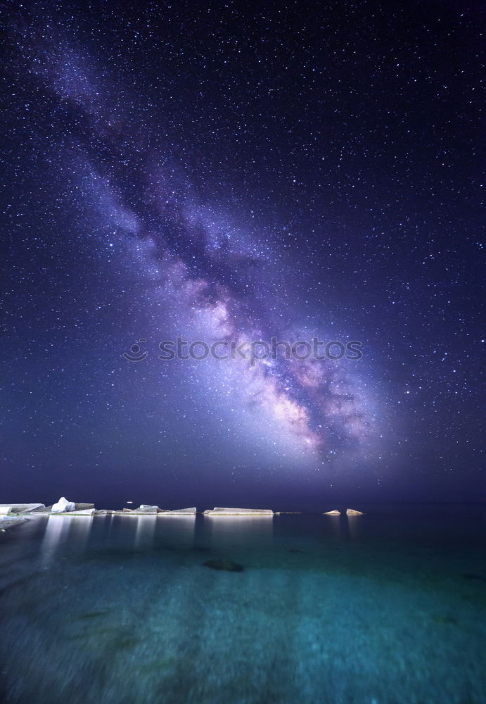 Similar – Image, Stock Photo Milky Way | Glyfada Beach | Night |