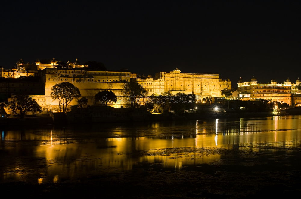 Similar – Image, Stock Photo Angel castle with bridge at night