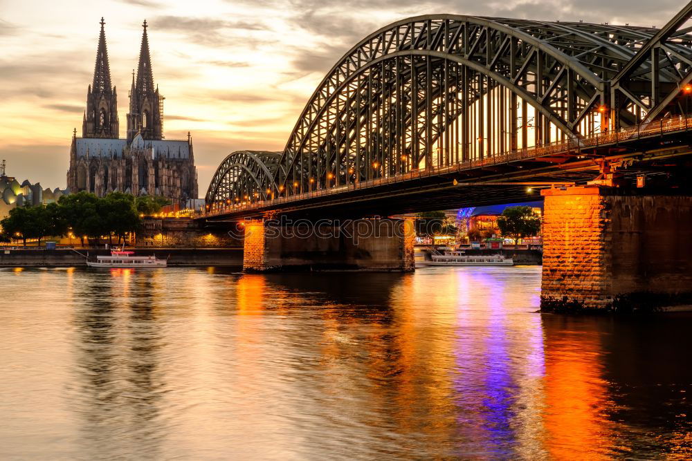 Similar – Cologne evening Skyline