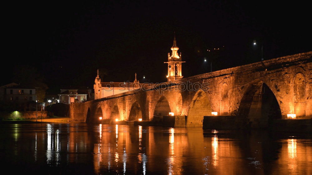 Similar – Image, Stock Photo Angel castle with bridge at night