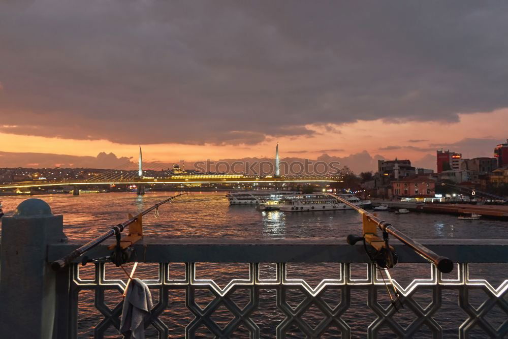 Image, Stock Photo Panorama landmark of Cologne at dusk