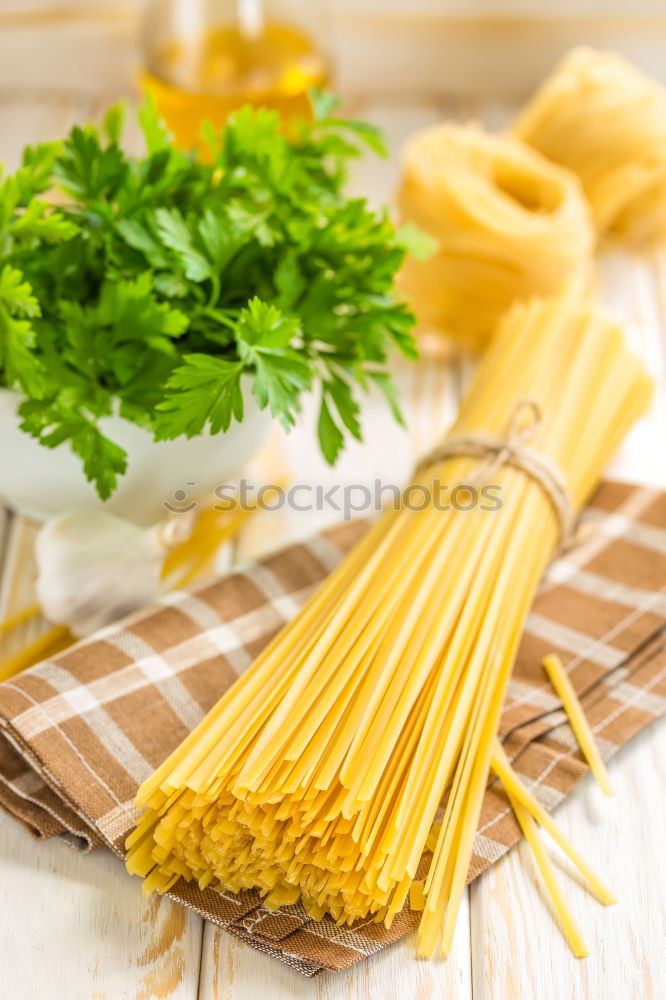 Similar – Bsilikum Pesto with spaghetti and tomatoes