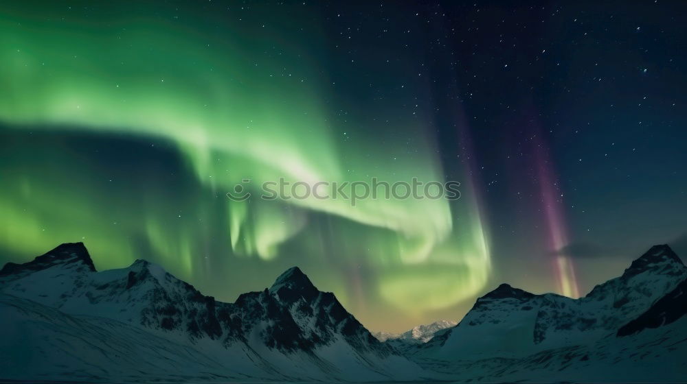 Similar – Northern lights before mountain silhouette