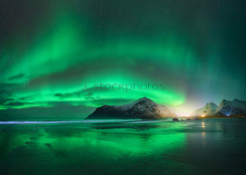 Similar – Northern lights over Vestrahorn, Iceland